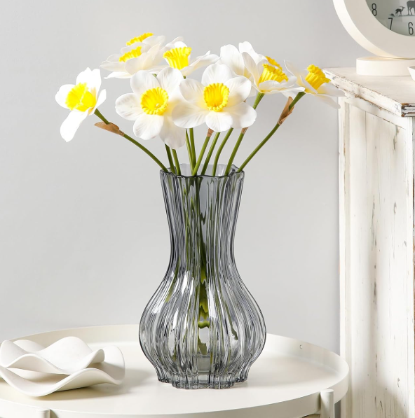 Glass Vase With Jute Rope Accent – Clear Floral Decor